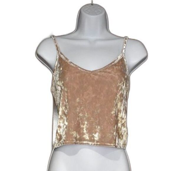 Kimchi Blue Velvet Tank Top in Tan and Cream - Picture 2 of 12